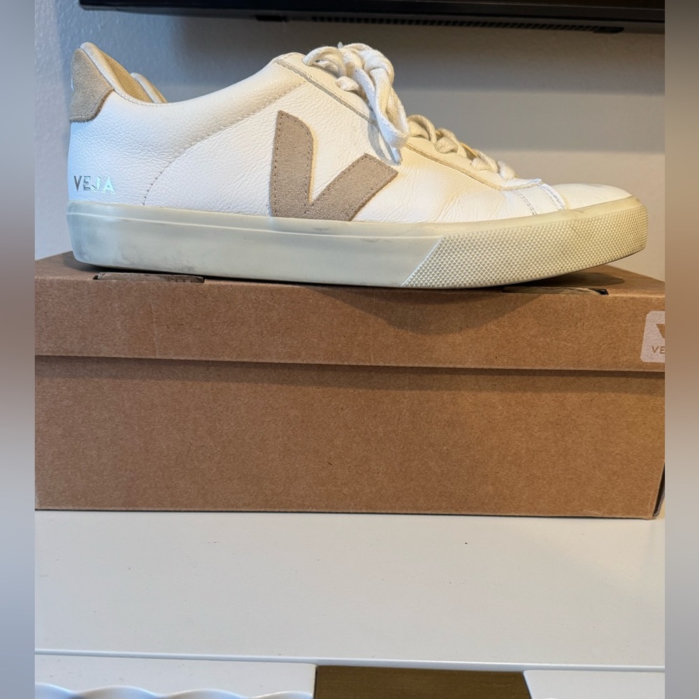 Veja Campo Cream and Tan Sneakers - Picture 4 of 10